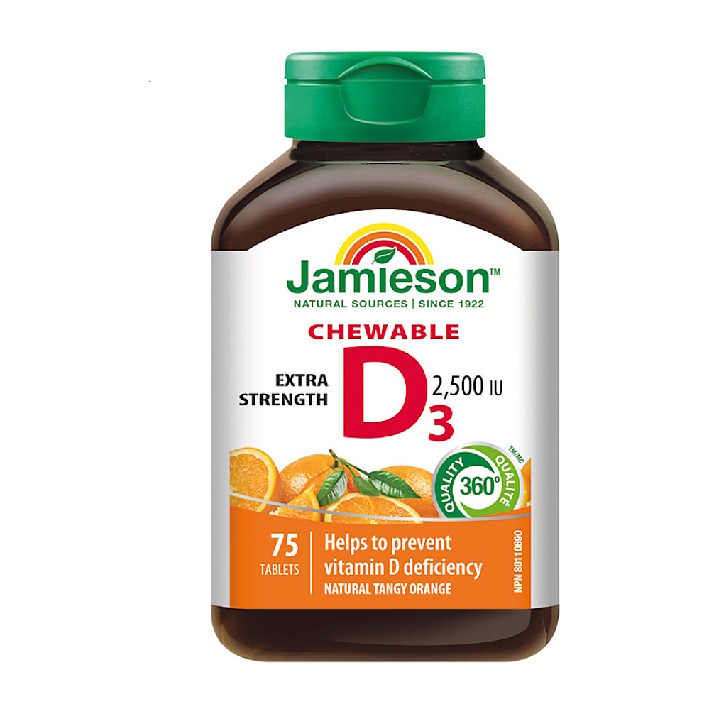 JAMIESON Vitamín D3 2500 IU pomeranč 75 žvýkacích tablet