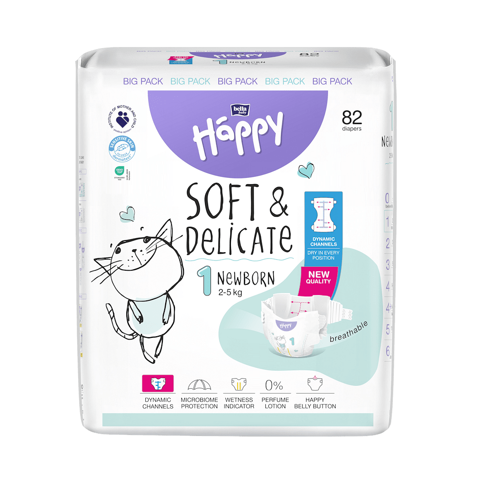 BELLA HAPPY Baby new born 2 - 5 kg 82 kusů, poškozený obal