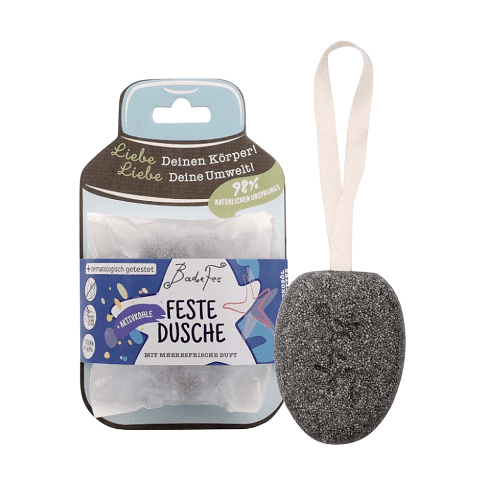 BADEFEE Tuhý sprchový gel Activated charcoal 70 g