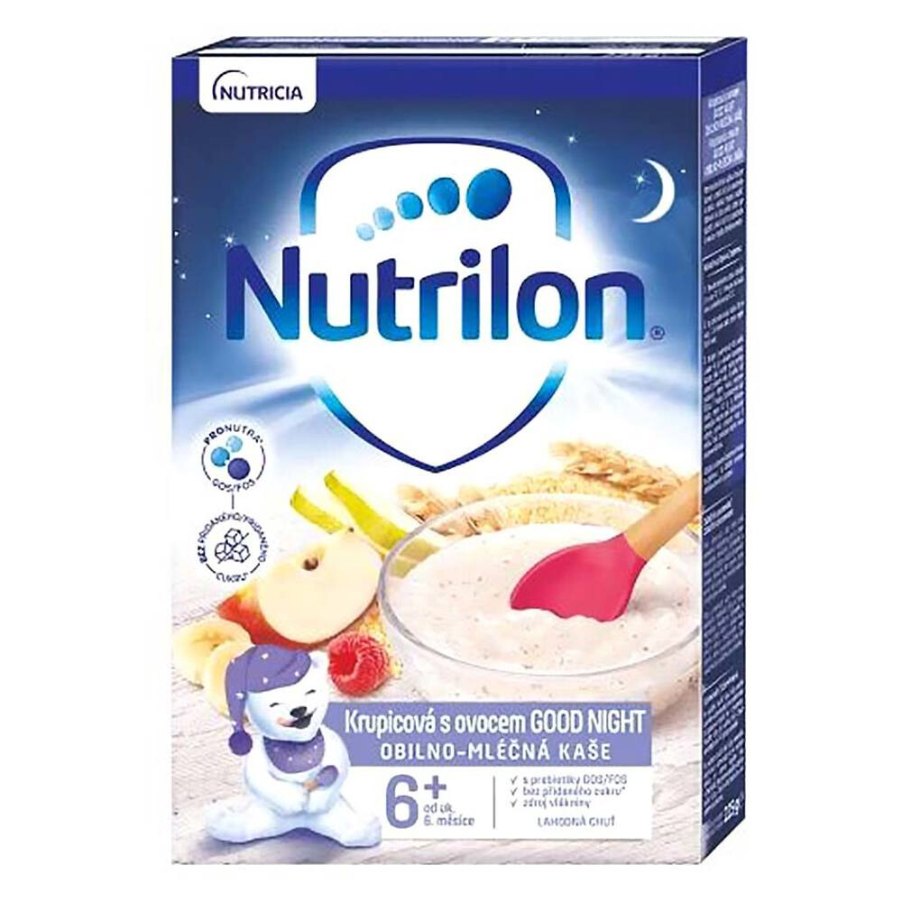 NUTRILON Good Night obilno-mléčná kaše krupicová s ovocem od 6.měsíce 225 g, poškozený obal