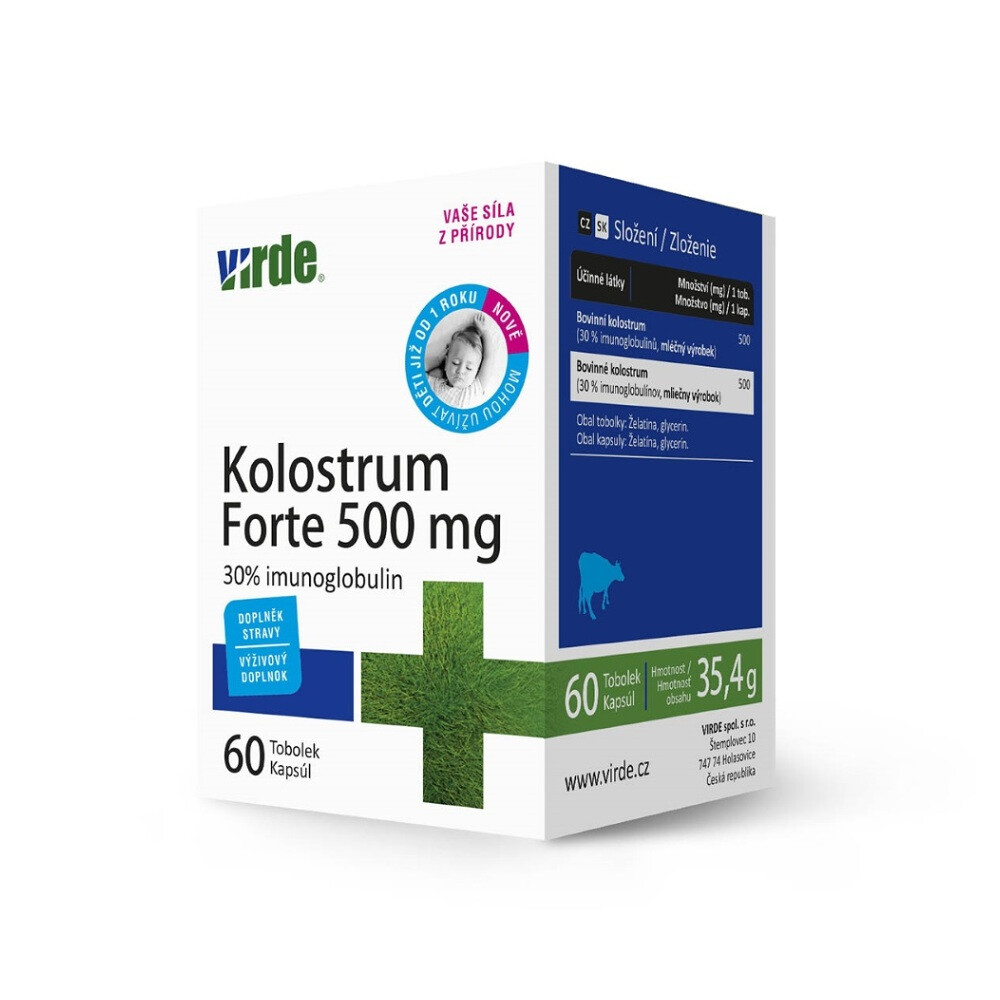 VIRDE Kolostrum forte 500 mg 60 kapslí, poškozený obal