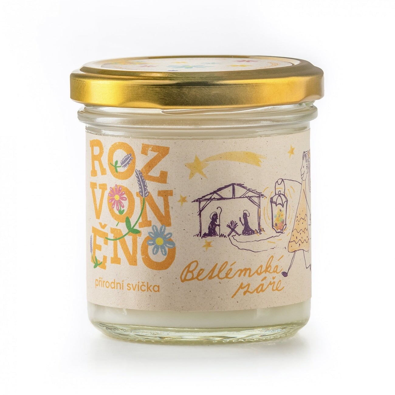 Betlémská záře (přírodní svíčka s kadidlem a myrhou) Rozvoněno - 130 ml