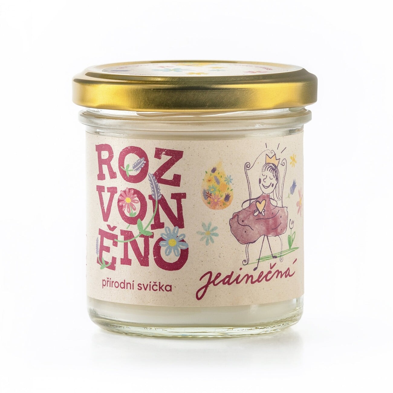 Jedinečná (přírodní svíčka s gerániem a palmovou růží) Rozvoněno - 130 ml