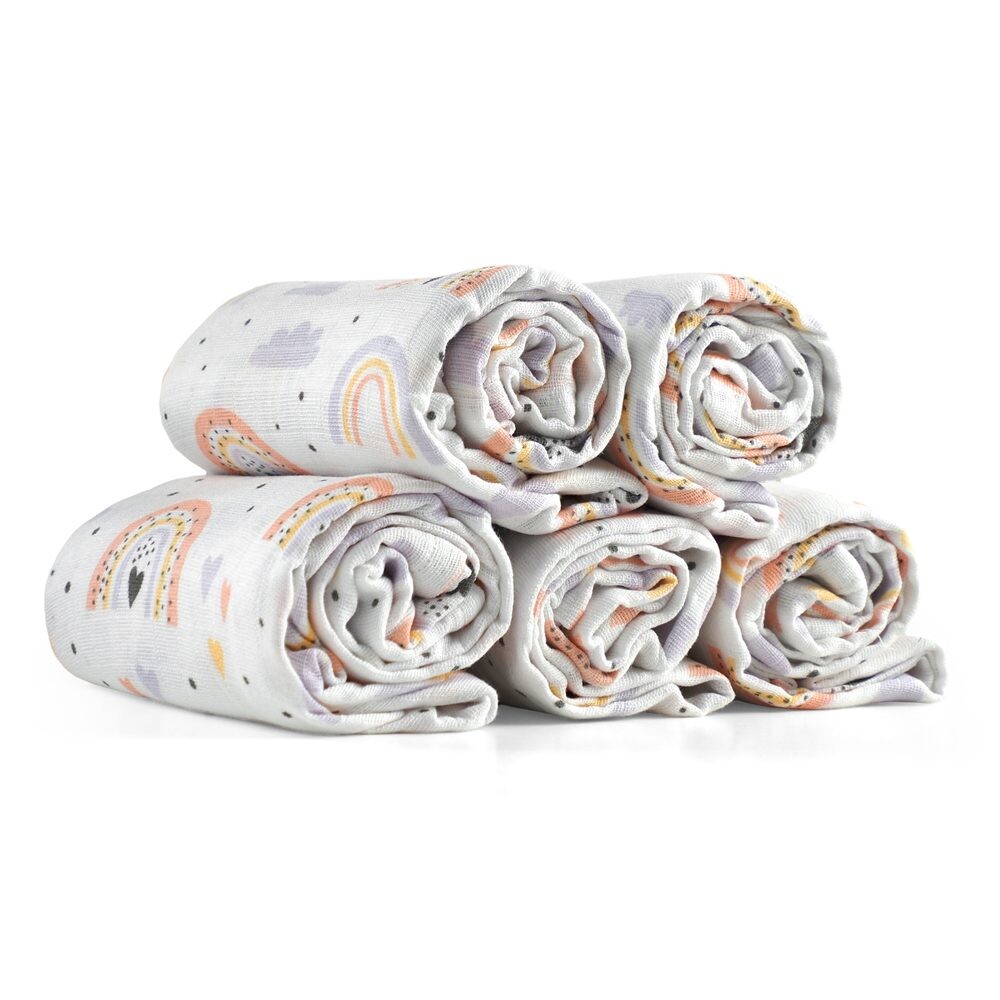 Polášek Látkové pleny 5 kusů: Duha a srdíčka