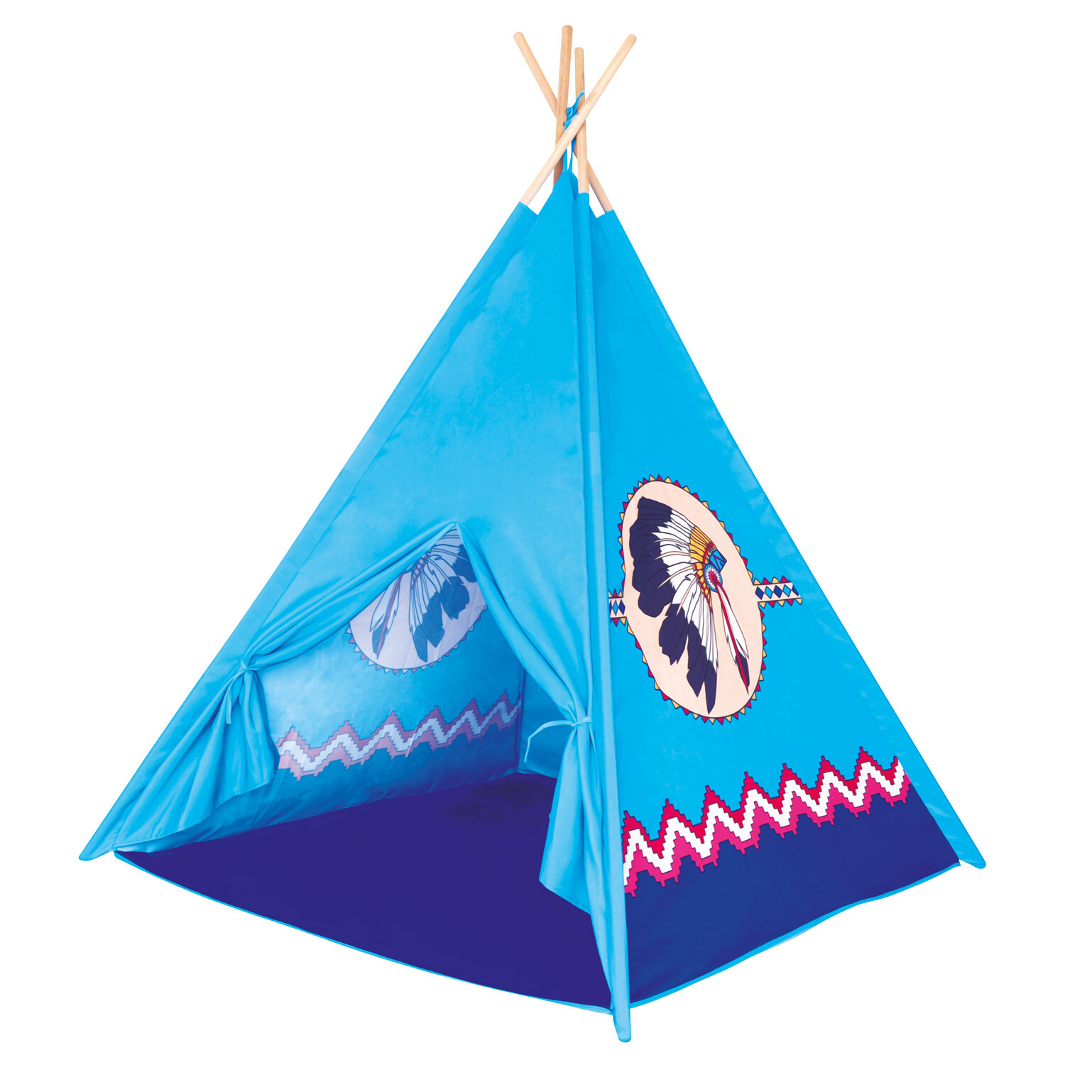 TeePee dětský stan modrý 4 stěny 150cm