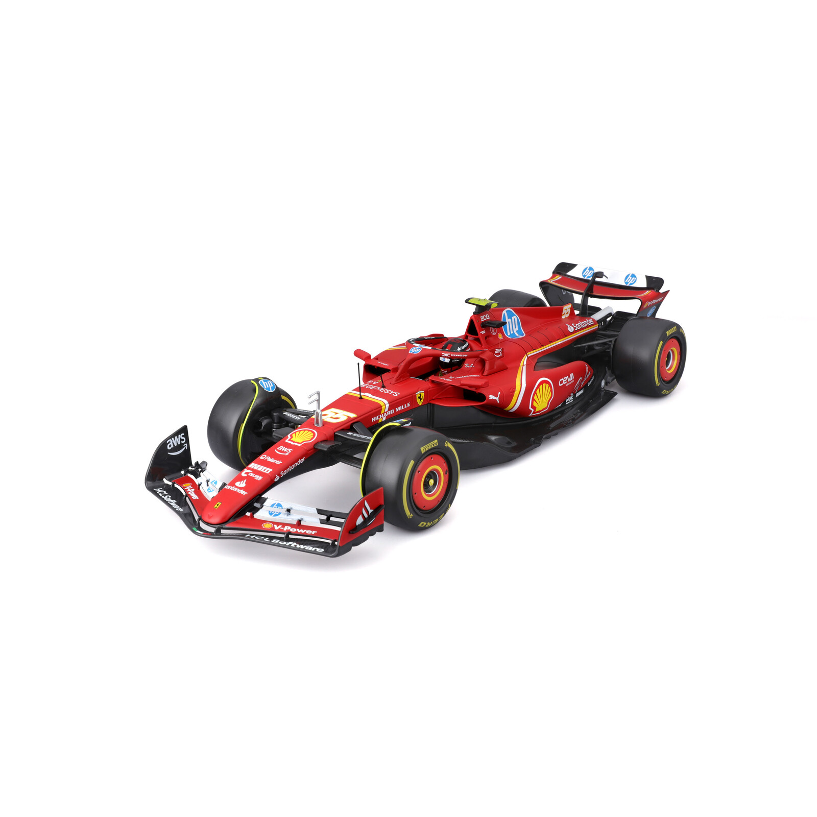 Bburago 1:18 Formula F1 Ferrari Scuderia SF-24(2024) nr.55 Carlos Sainz  - with driver and decorativ