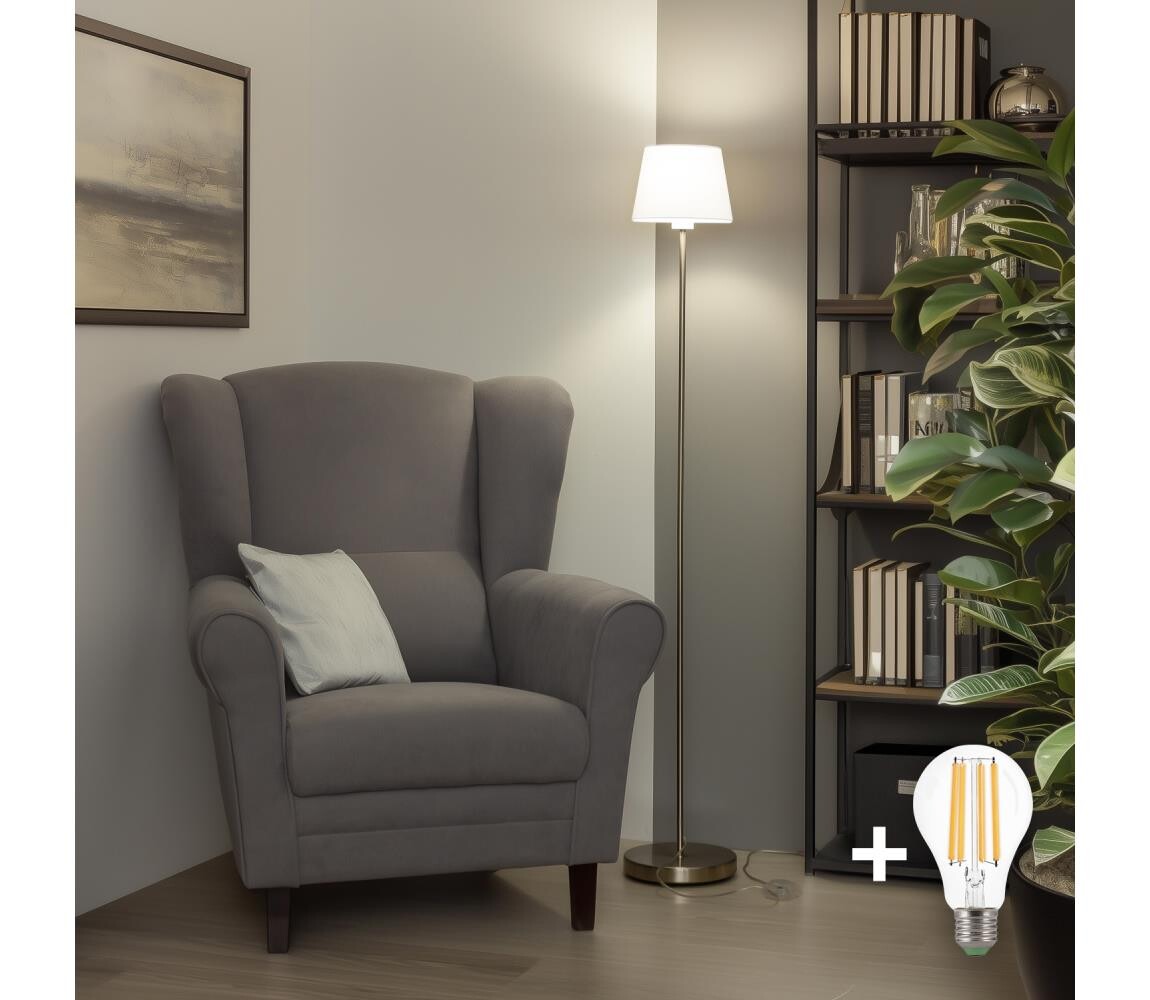 Brilagi - LED Stojací lampa CERIA 1xE27/40W/230V pr. 20,5 cm bílá/matný chrom EG300183+EG781029