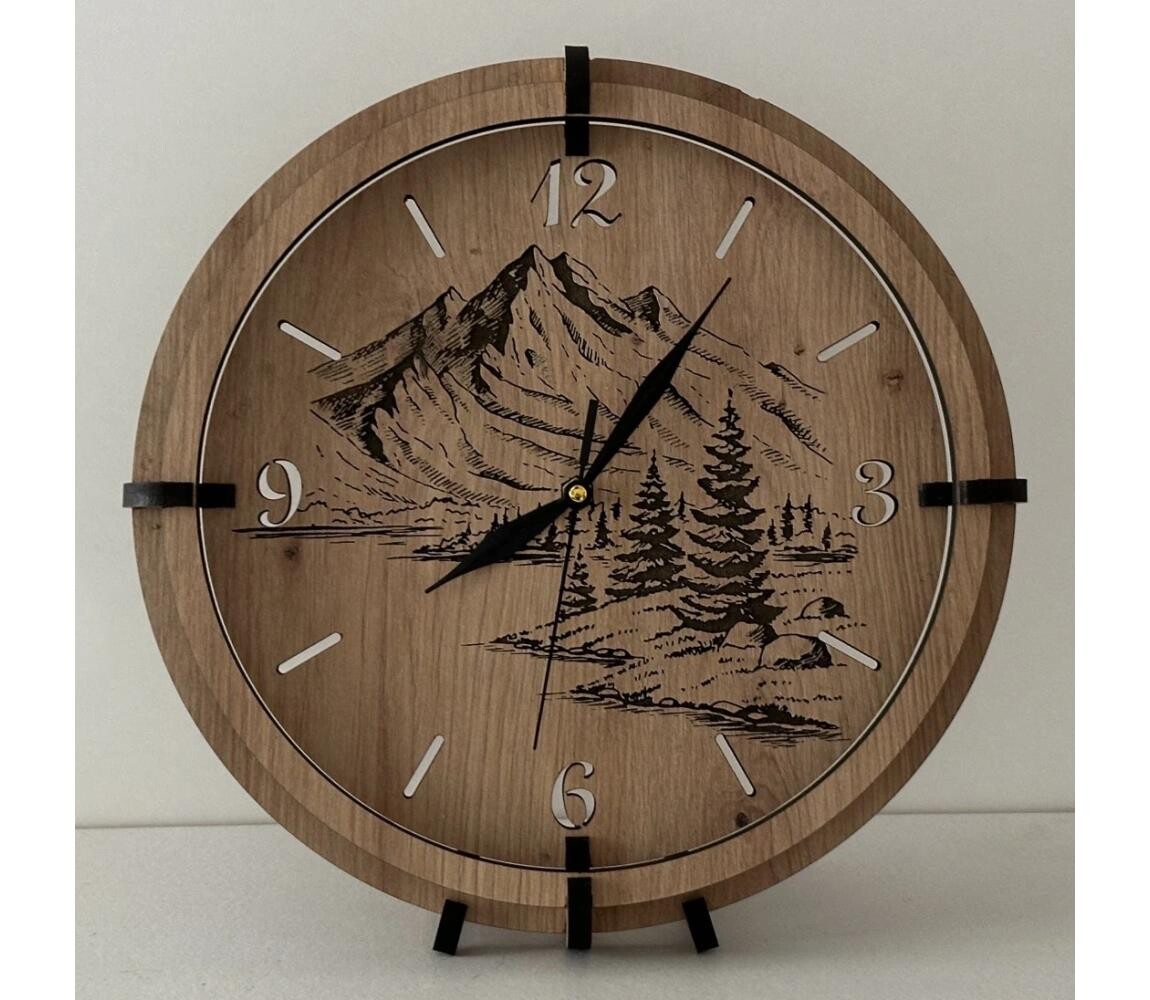 Li-Go 23676/DUB5 - Dřevěné hodiny 1xAA pr. 32 cm dub/Hory 23676/DUB5