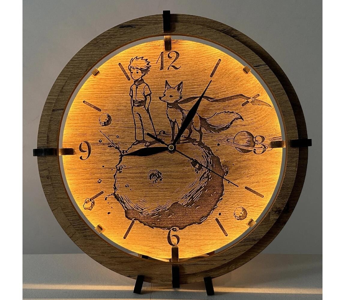 Li-Go 23712/DUB/BAT2 - LED Stmívatelné hodiny se senzorem LED/1xAA pr. 32 cm dub 23712/DUB/BAT2