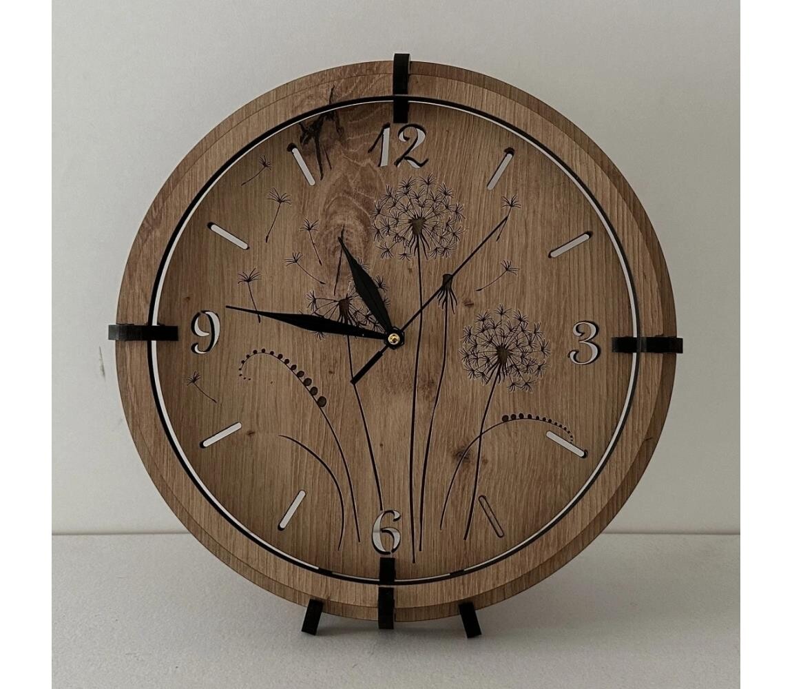 Li-Go 23682/DUB5 - Dřevěné hodiny 1xAA pr. 32 cm dub/Pampeliška 23682/DUB5