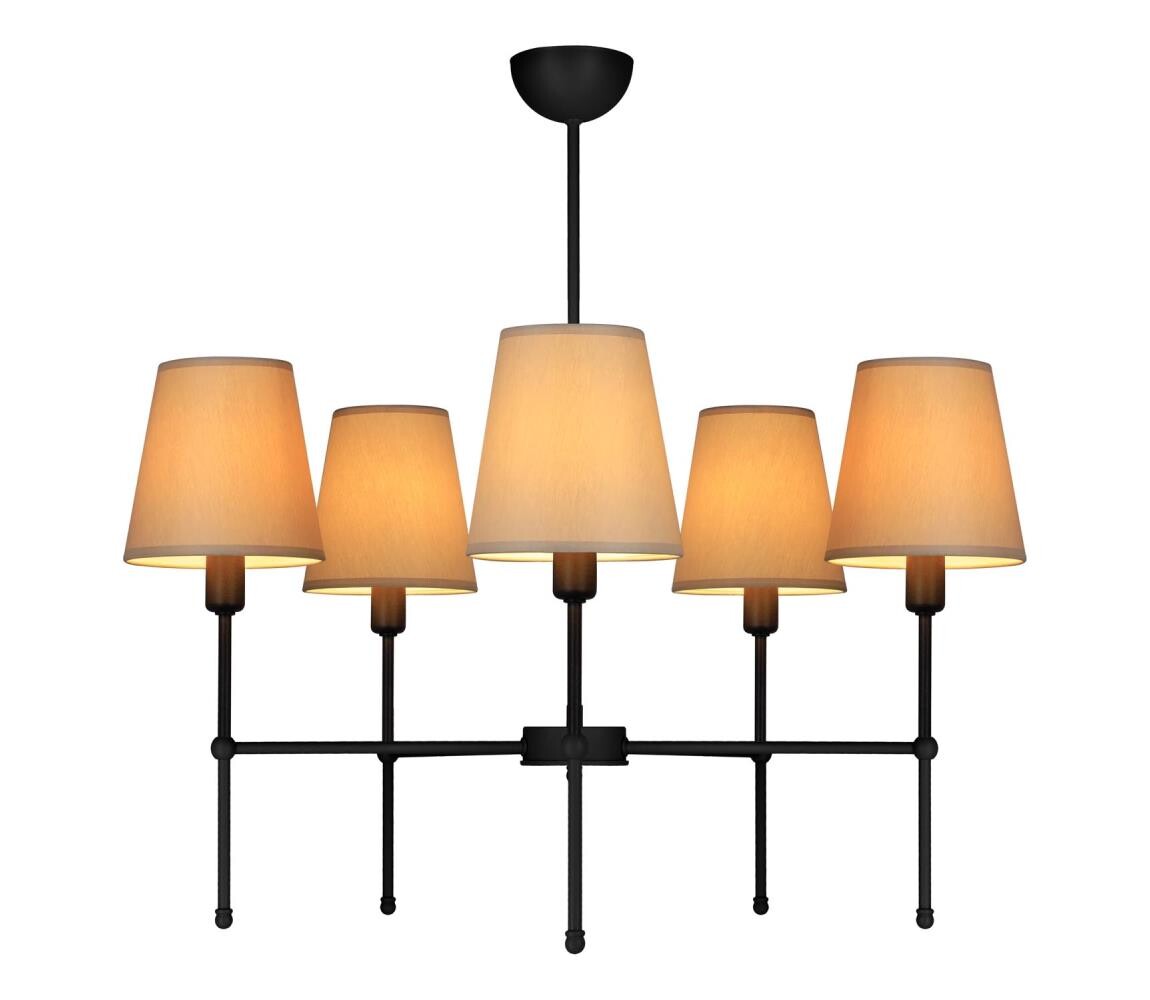Lustr na tyči MADELA 5xE14/40W/230V béžová/černá 0149