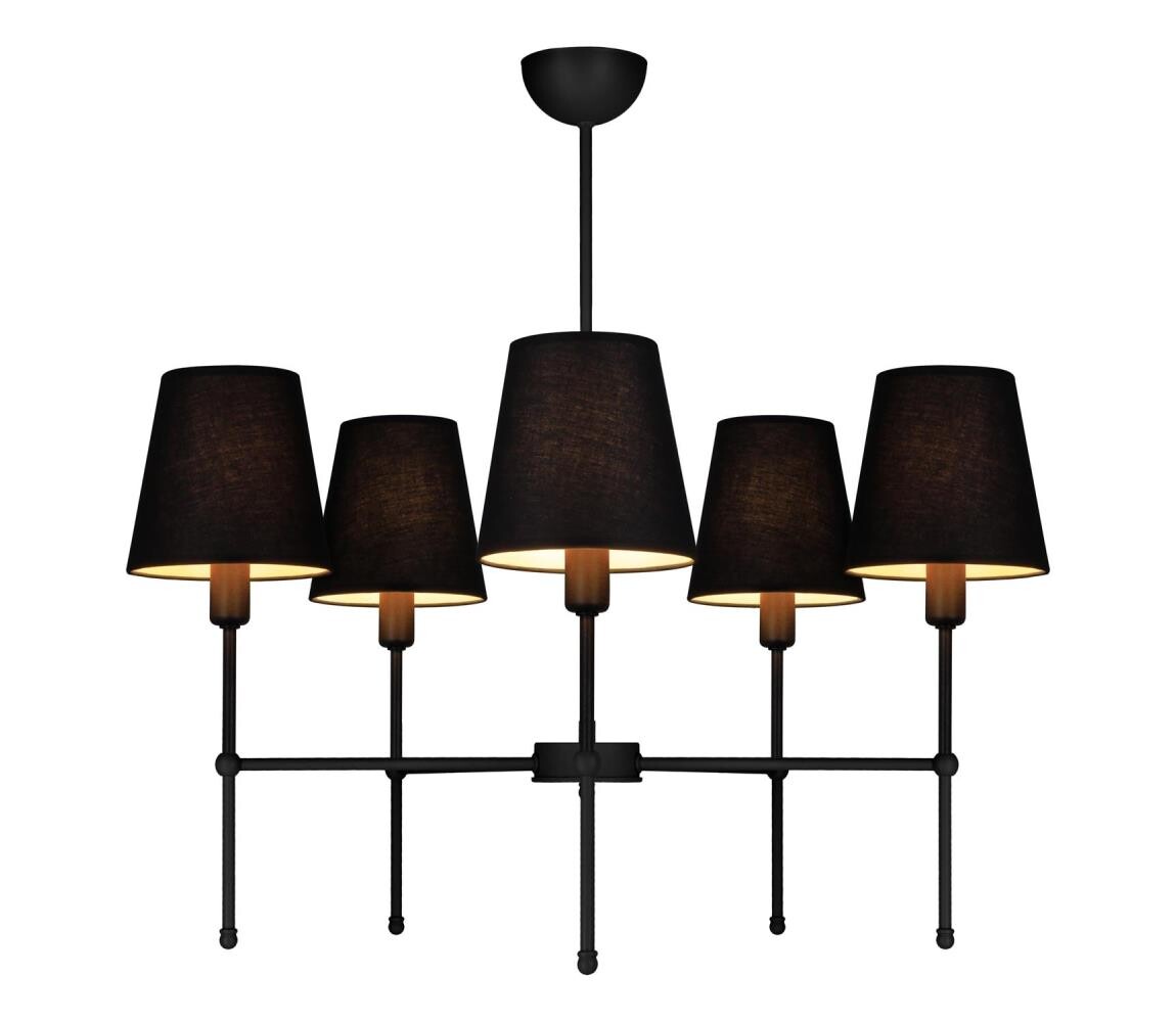 Lustr na tyči MADELA 5xE14/40W/230V černá 0157