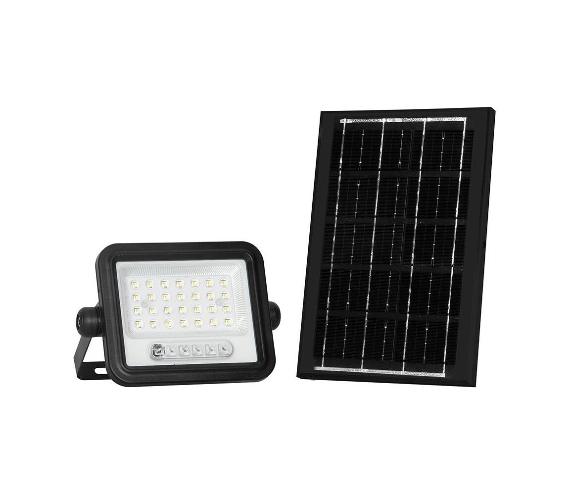 LED Stm. solární reflektor LED/50W/3,2V IP65 3800 mAh černá + dálkové ovládání 24082
