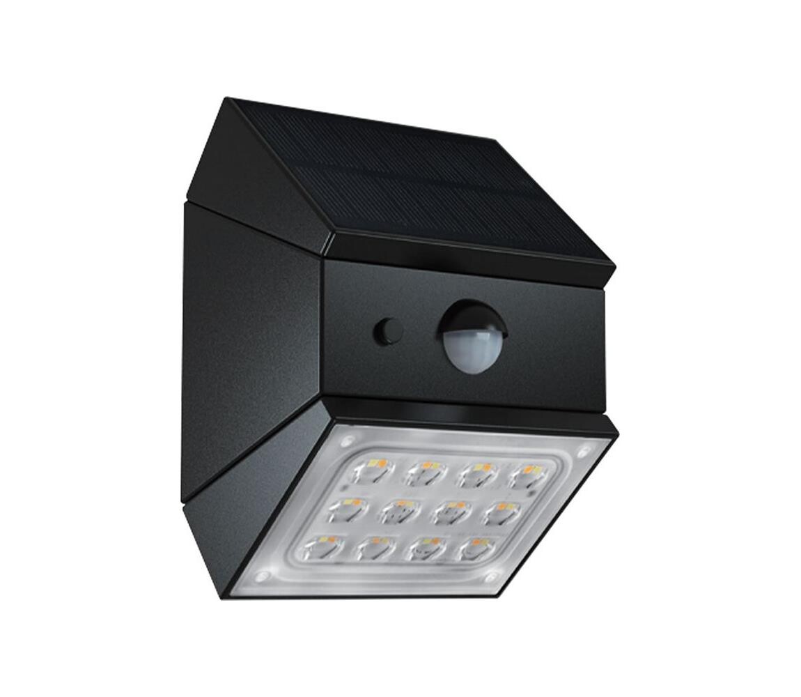 LED Nástěnné solární svítidlo se senzorem LED/2,5W/3,7V IP65 1200 mAh černá 24096