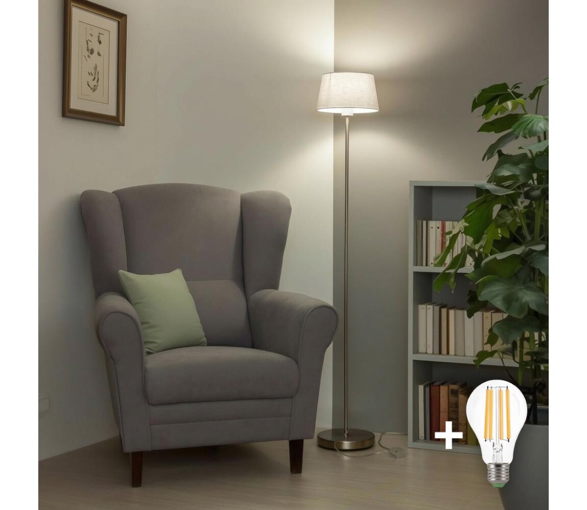 Brilagi - LED Stojací lampa CERIA 1xE27/40W/230V pr. 30 cm bílá/matný chrom EG300183+EG781035