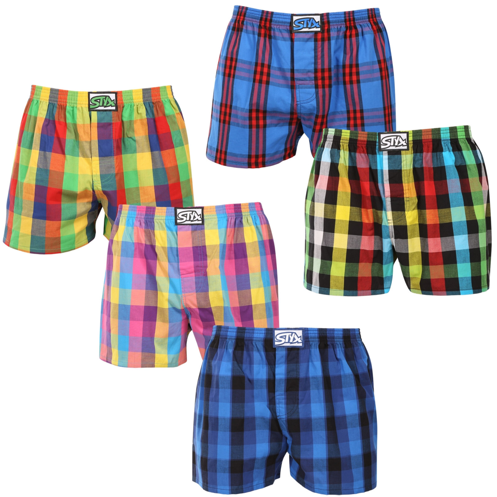 5PACK pánské trenky Styx klasická guma vícebarevné (5A0123456) M, trenýrky