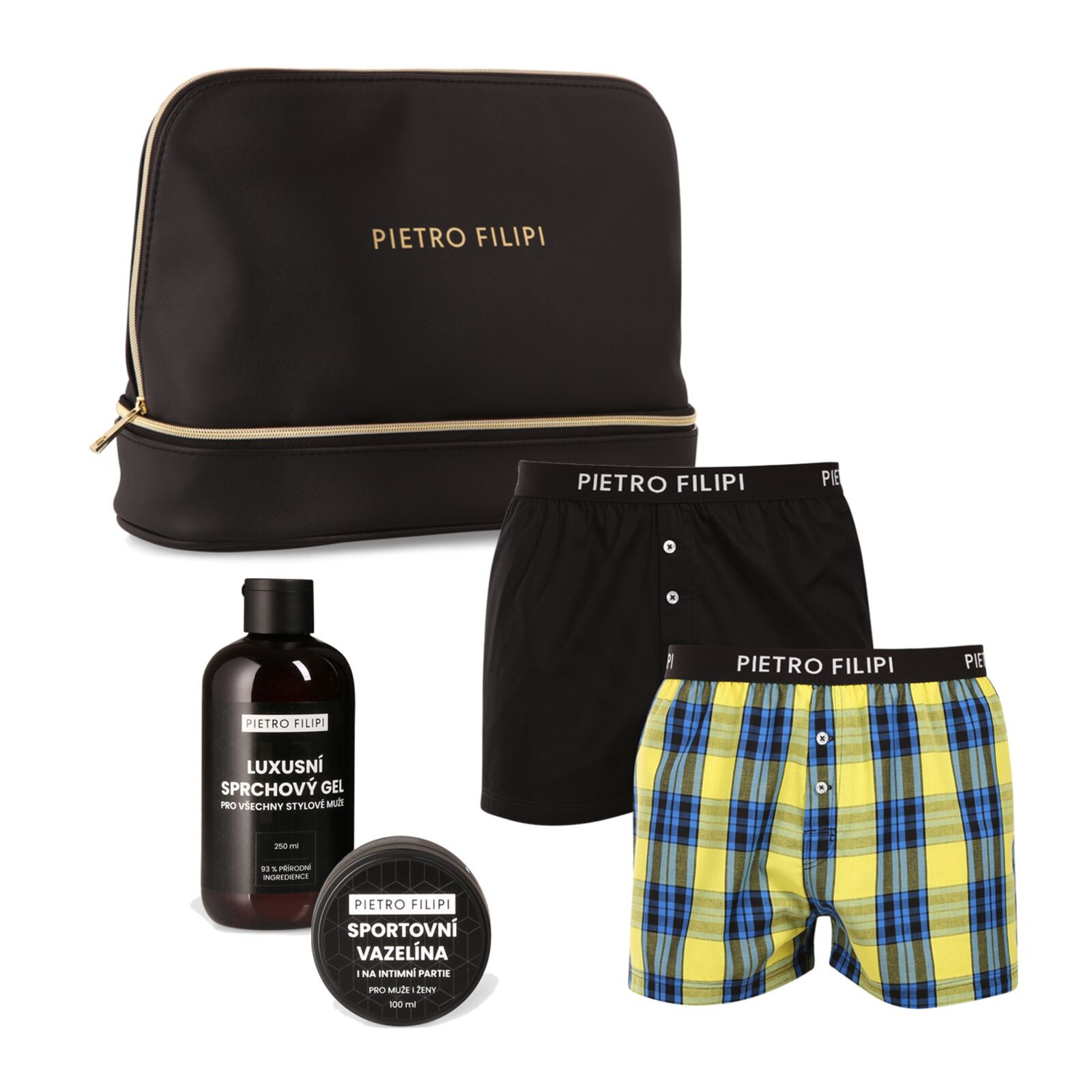 Pánská dárková kosmetická taštička 2PACK trenky a kosmetika Pietro Filipi (4PJTGP1Z1) M, trenýrky