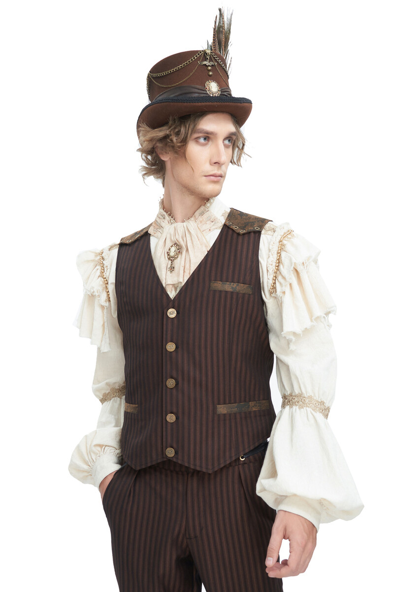 vesta pánská DEVIL FASHION - Brown Steampunk Gentleman XS