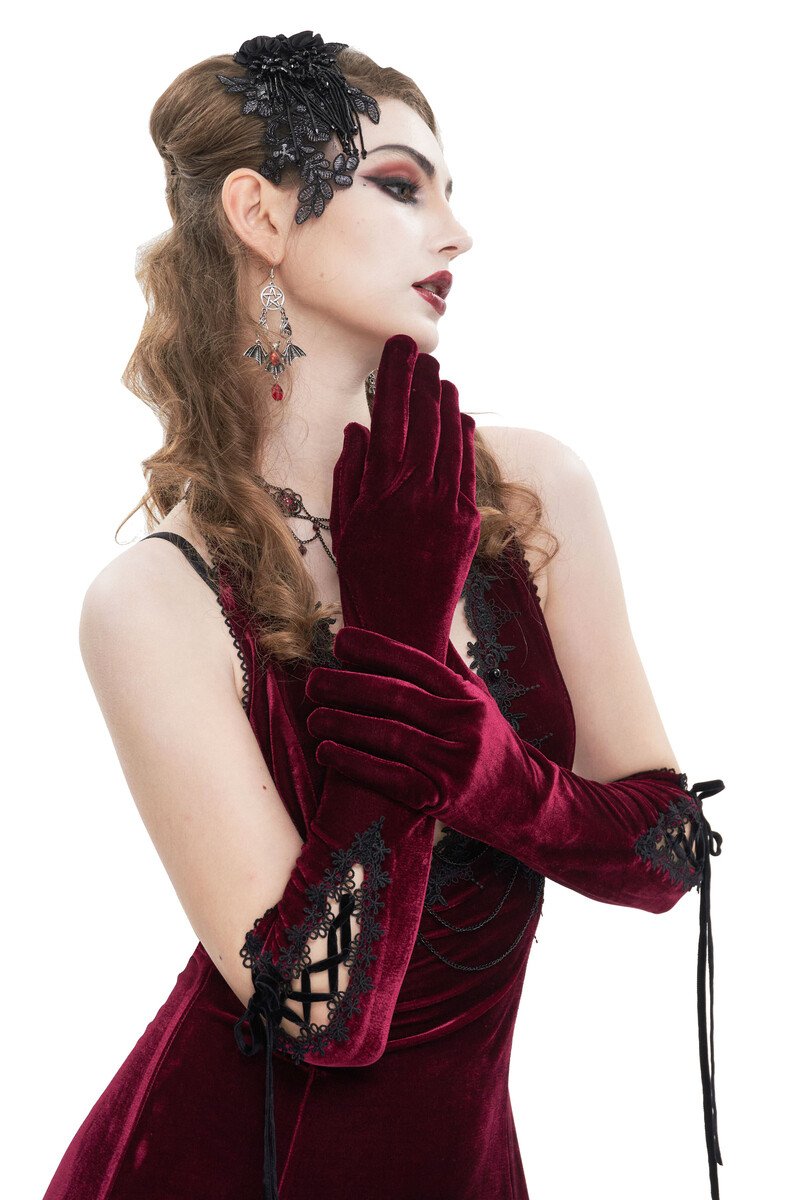 rukavice DEVIL FASHION - Wine Velvet