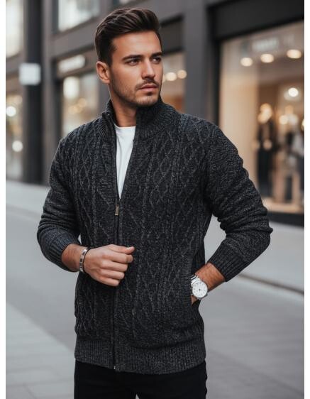 Pánský svetr rozepínací tmavě šedý