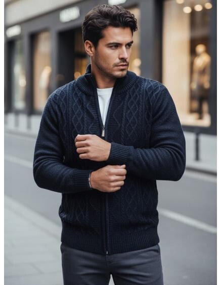 Pánský svetr rozepínací tmavě modrý