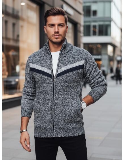 Pánský svetr rozepínací světle šedý