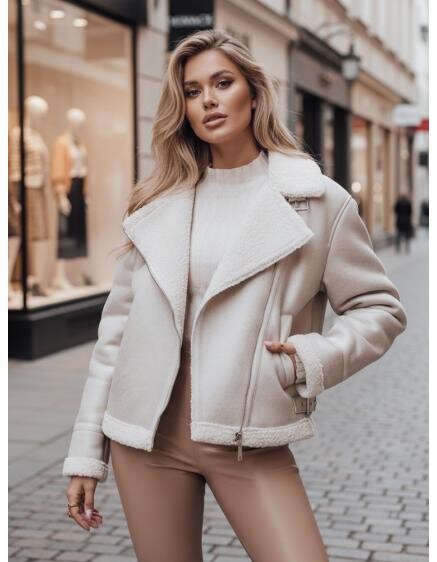 Dámská bunda SOFTSTILL ze semiše s kožešinou, bílá