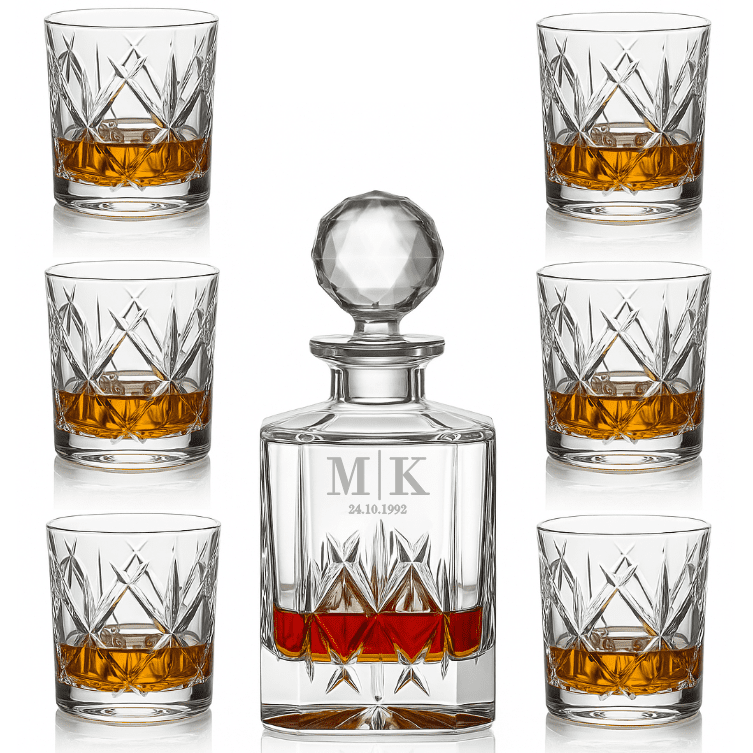 Dekorant Whisky set s monogramem York 1+6
