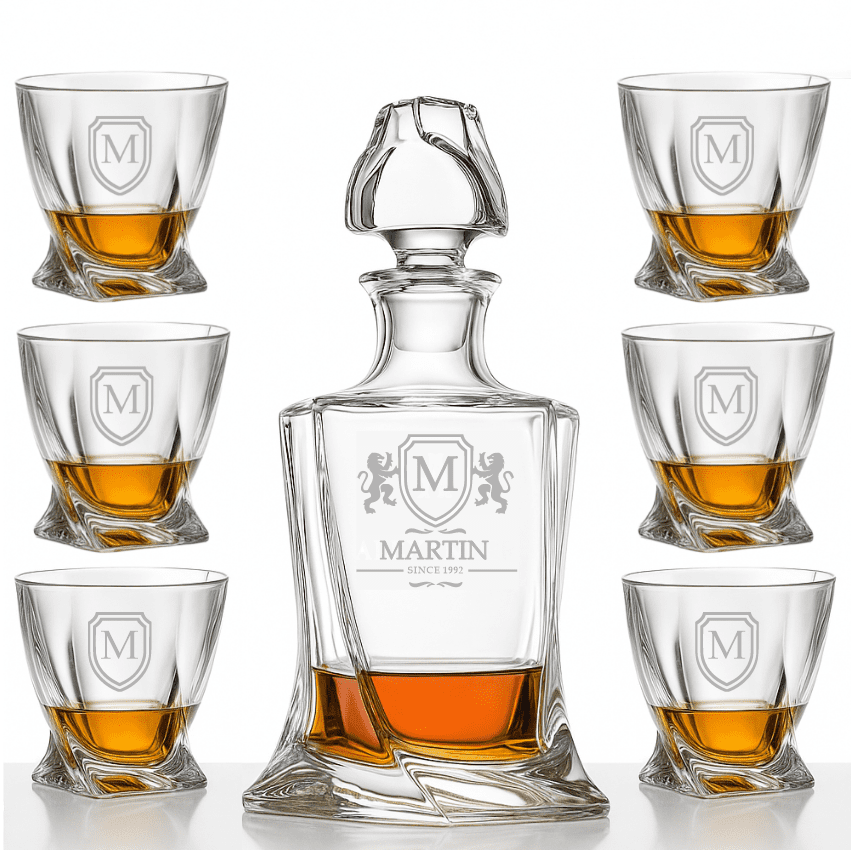 Dekorant Whisky set s monogramem Quadro 1+6