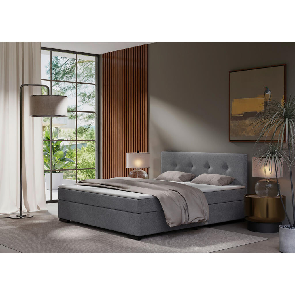 MID.YOU POSTEL BOXSPRING, 180/200 cm, světle šedá