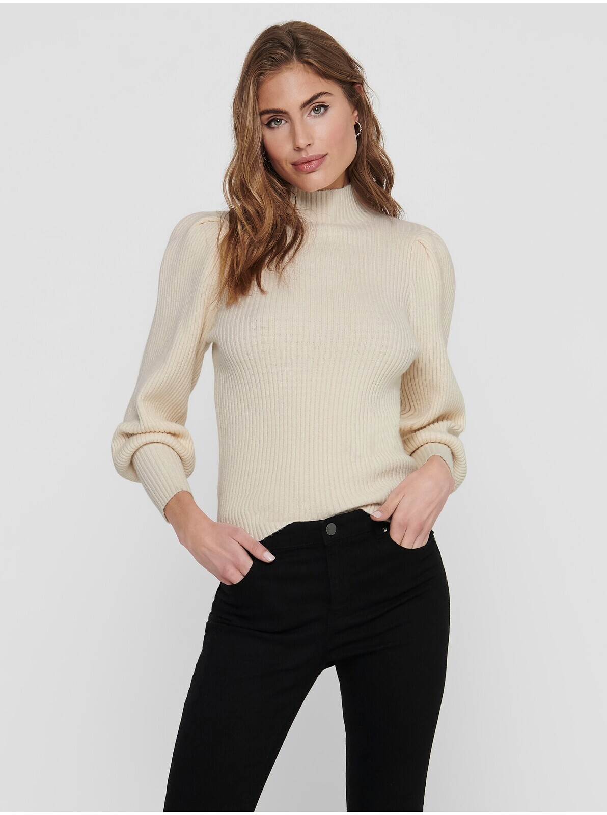 Krémový žebrovaný svetr ONLY Katia - Dámské