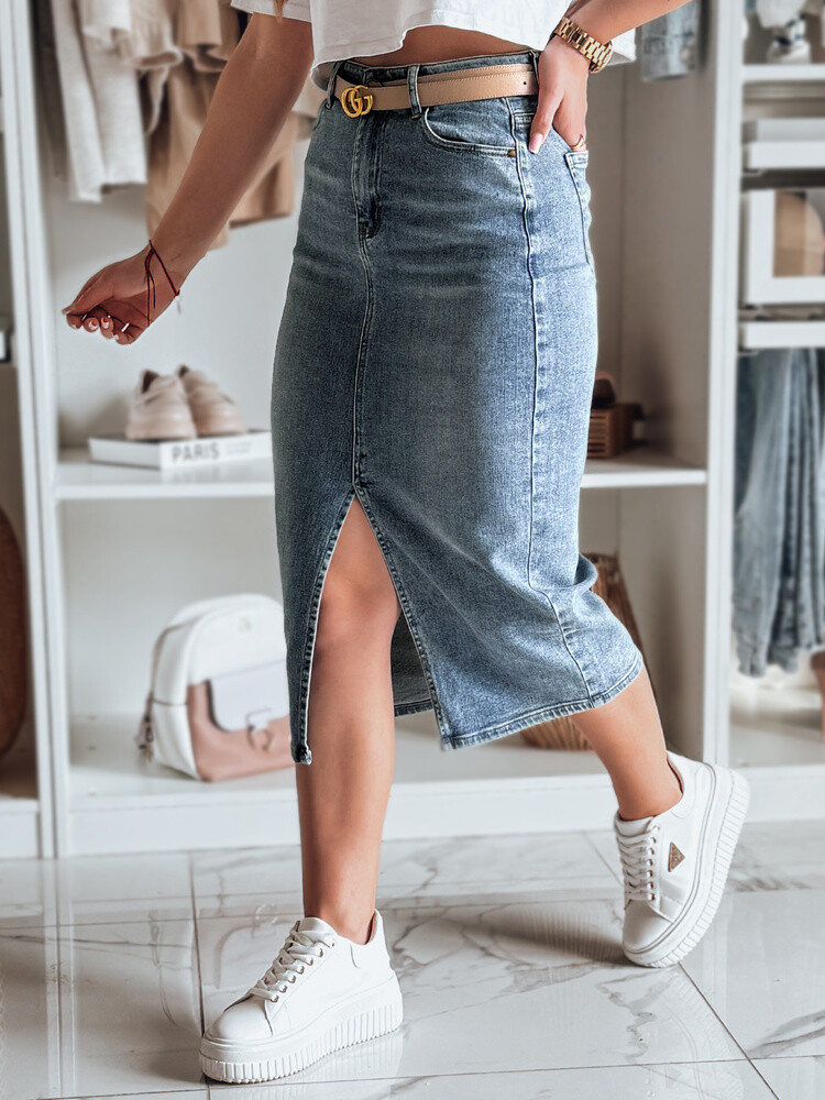 Džínová midi sukně s rozparkem DENIZA