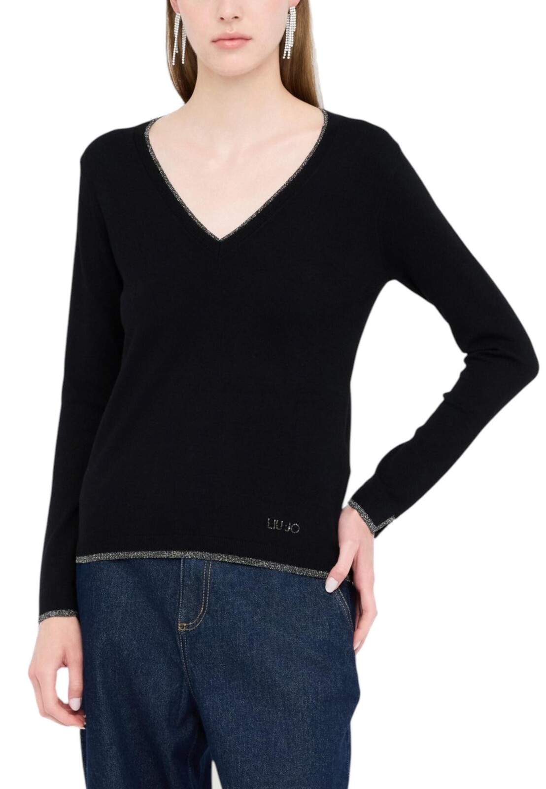 Černý svetr Liu Jo s výstřihem do V