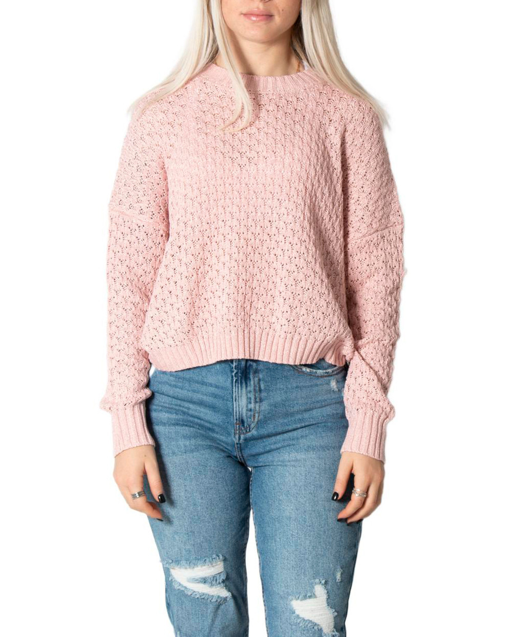 Růžový pletený svetr Only