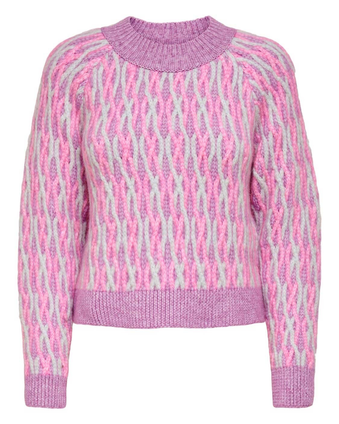 Růžový vzorovaný svetr Only