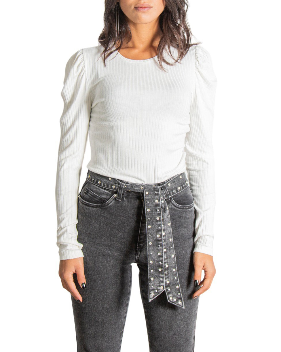 Bílá dámská triko s dlouhým rukávem