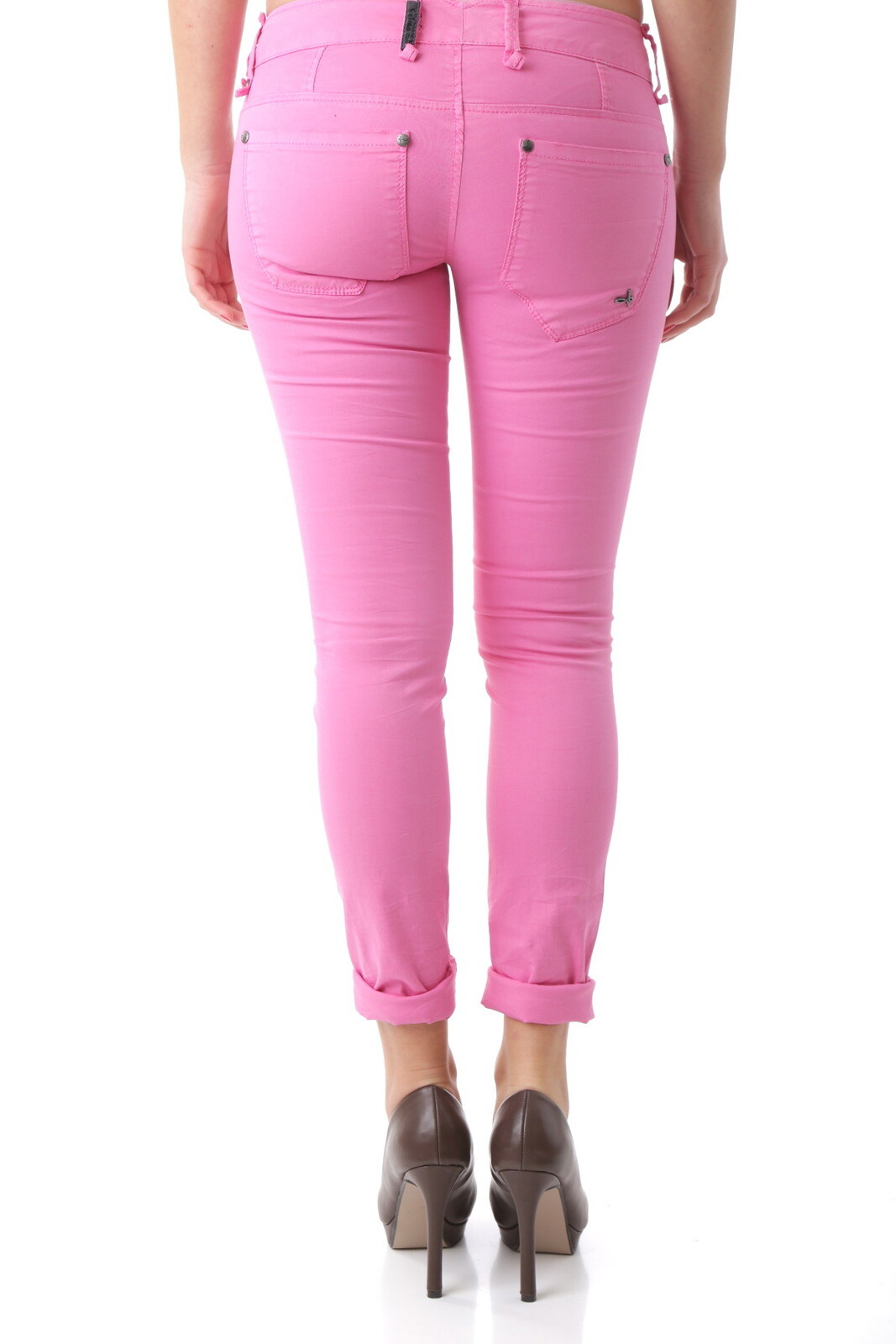 Růžové skinny fit džíny