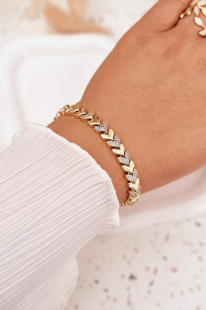 Dámský náramek se srdíčky a zirkony