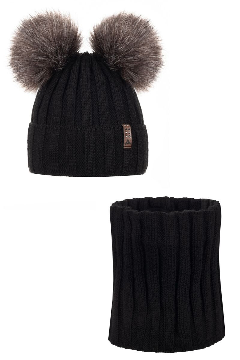 Sada čepice a šály Ander BIANCA - ČERNÁ