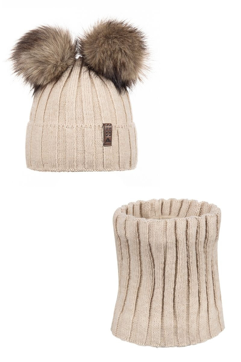 Sada čepice a šály Ander BIANCA - béžová