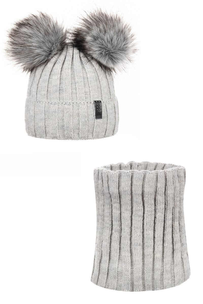 Sada čepice a šály Ander BIANCA - světle šedá