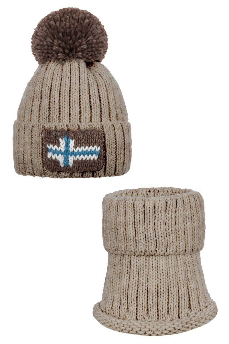 Ander OSLO vlněná čepice a nákrčník - béžová