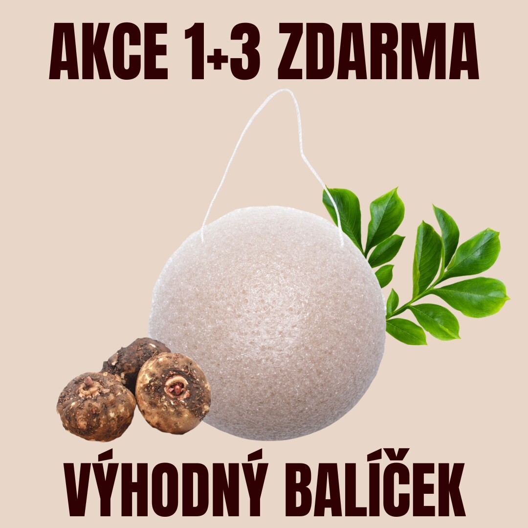 J-IN Konjak houbička Přírodní 1+3 ZDARMA