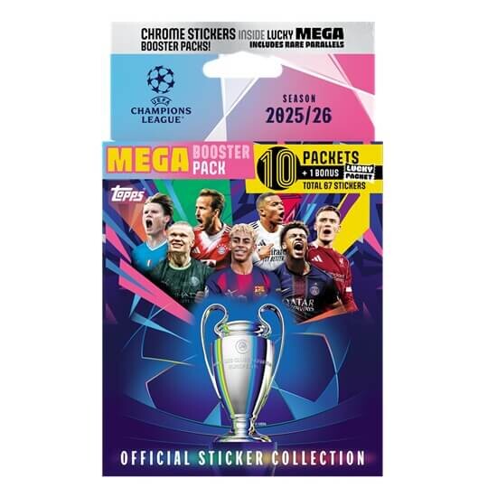 Fotbalové samolepky Topps Champions League 2026 Mega Eco Pack