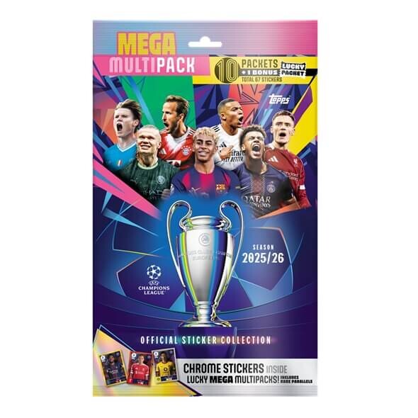 Fotbalové samolepky Topps Champions League 2026 Mega Multipack