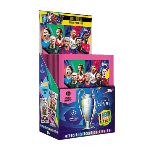 Fotbalové samolepky Topps Champions League 2026 Booster box - 50 balíčků