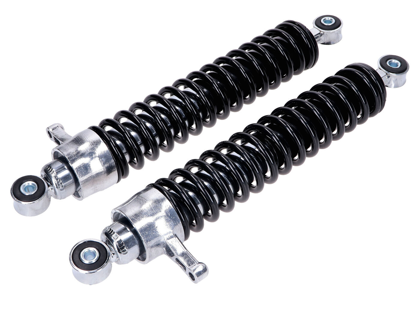 Diverse / Import Sada tlumičů 360 mm, nastavitelné, černé/stříbrné pro Simson S51, S70, S53