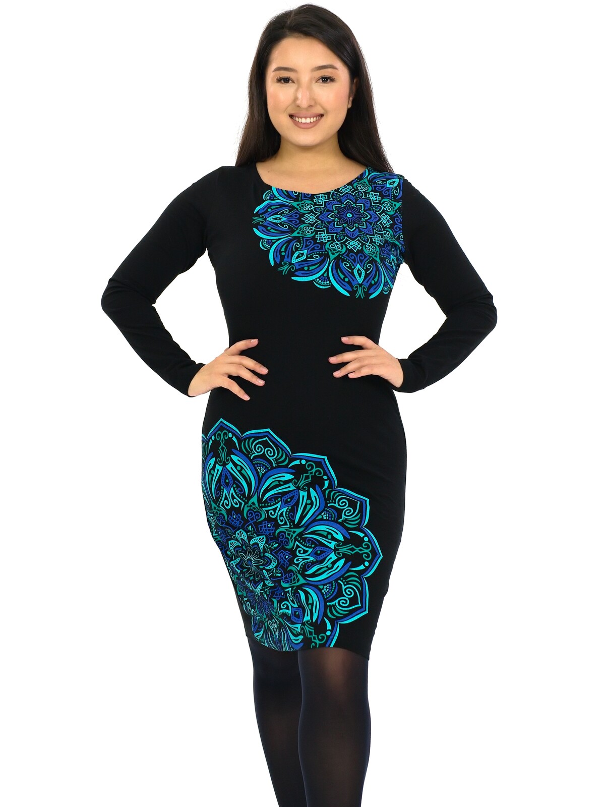 Himalife Šaty Moon - černá s tyrkysovou a modrou Velikost: S