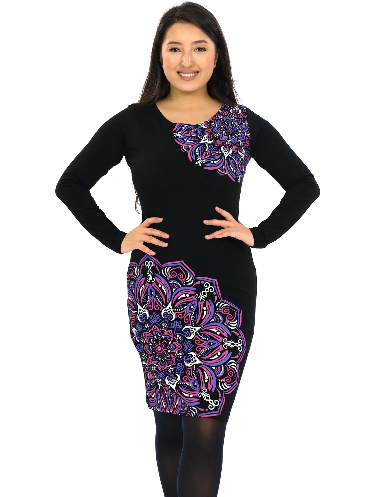 Himalife Šaty Moon - černá s růžovou a fialovou Velikost: S