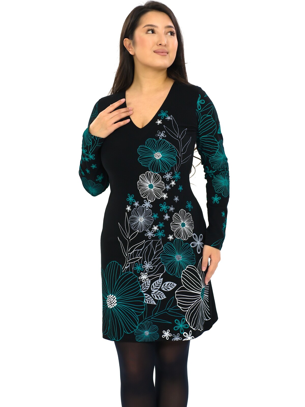 Himalife Šaty Jasmine - černá s tyrkysovou Velikost: S